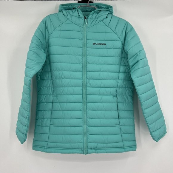 Columbia Girl's Powder Lite Hooded Jacket in Dolphin Blue sz XL NWOT - Picture 1 of 8